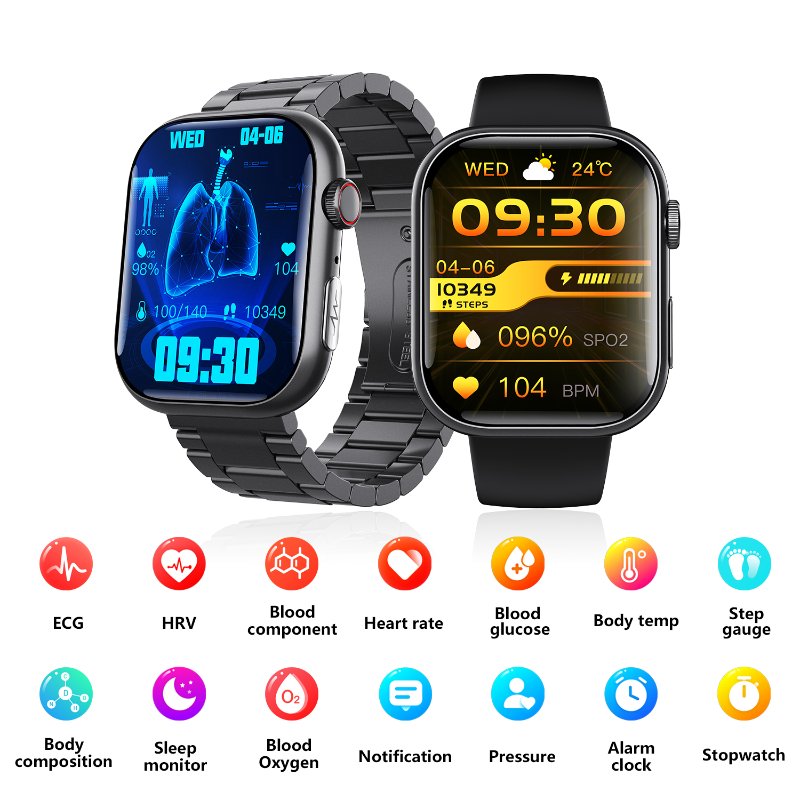 ECG Smart Watch of 2025 With Blood Pressure Monitor+Blood Glucose Monitoring