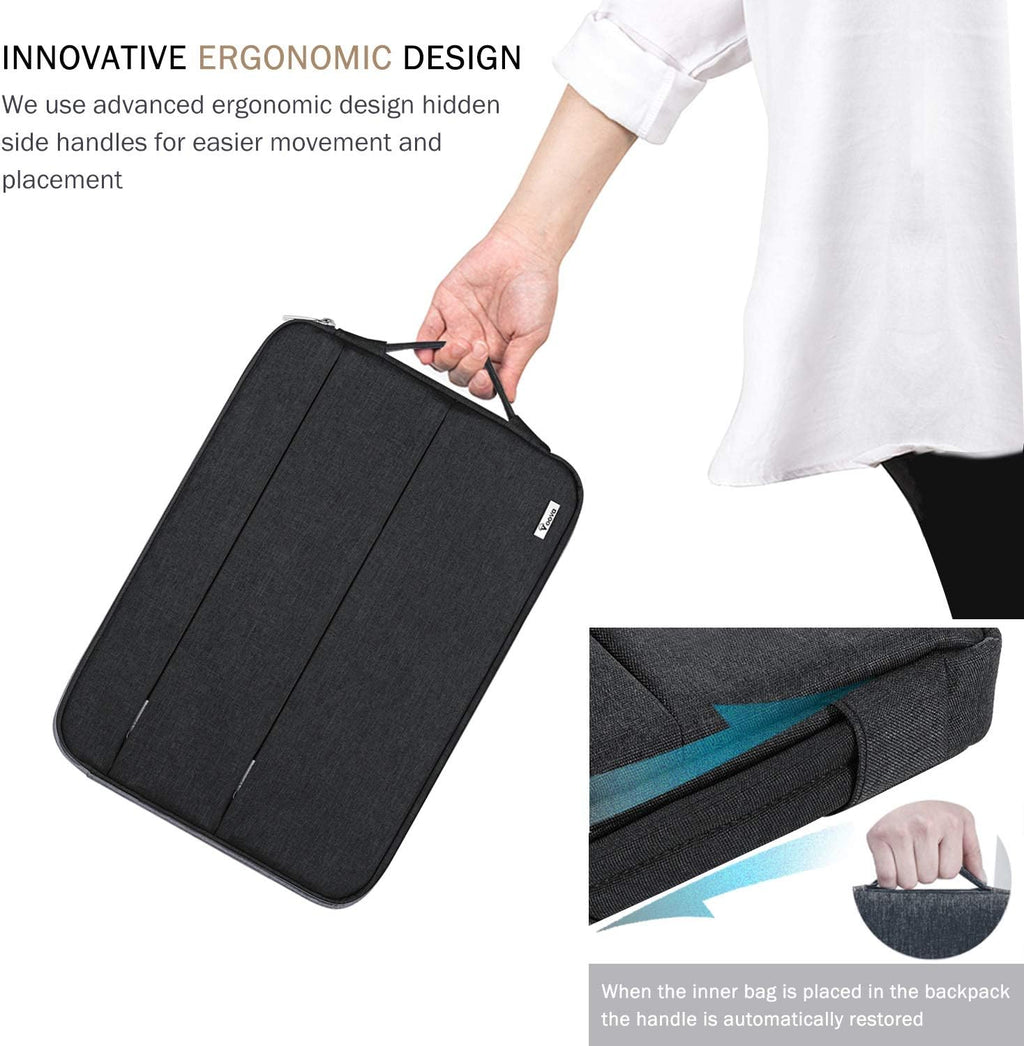 13 13.6 Inch Laptop Sleeve Case Compatible with Macbook Air 13 M1/M2/M3/M4 2020-2025, Macbook Pro 13/14, Ipad Air/Pro 13, Waterproof Slim Computer Bag Cover with Handle, Black