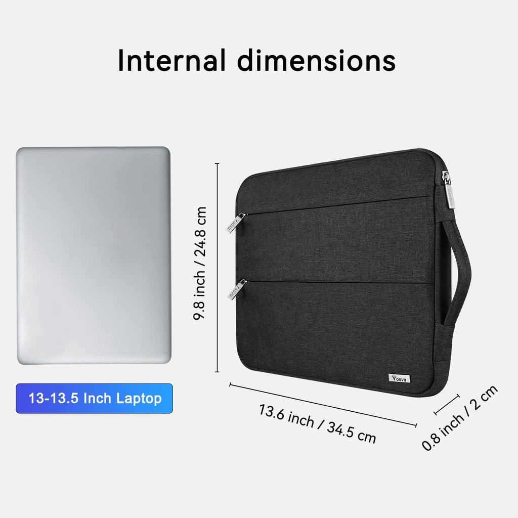 13 13.6 Inch Laptop Sleeve Case Compatible with Macbook Air 13 M1/M2/M3/M4 2020-2025, Macbook Pro 13/14, Ipad Air/Pro 13, Waterproof Slim Computer Bag Cover with Handle, Black